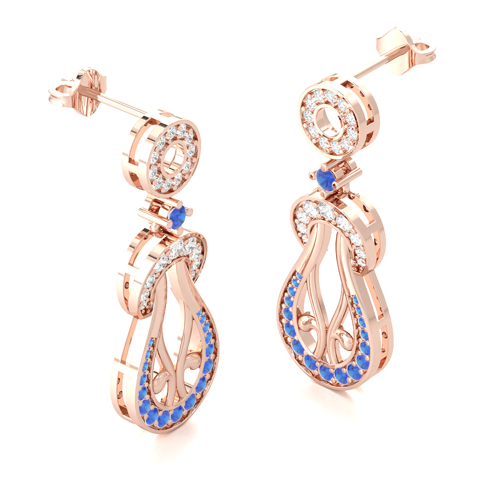 Sepals Blue SapphireGemstone Earrings