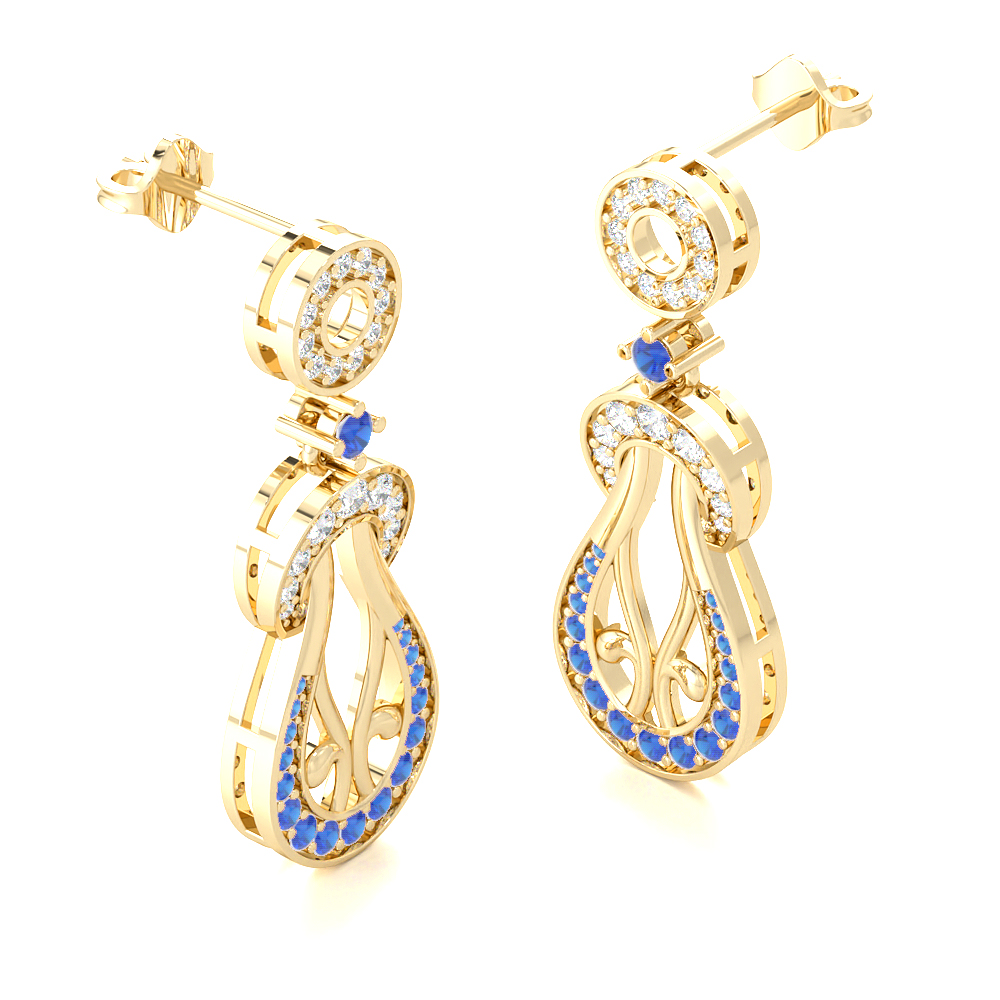 Sepals Blue SapphireGemstone Earrings