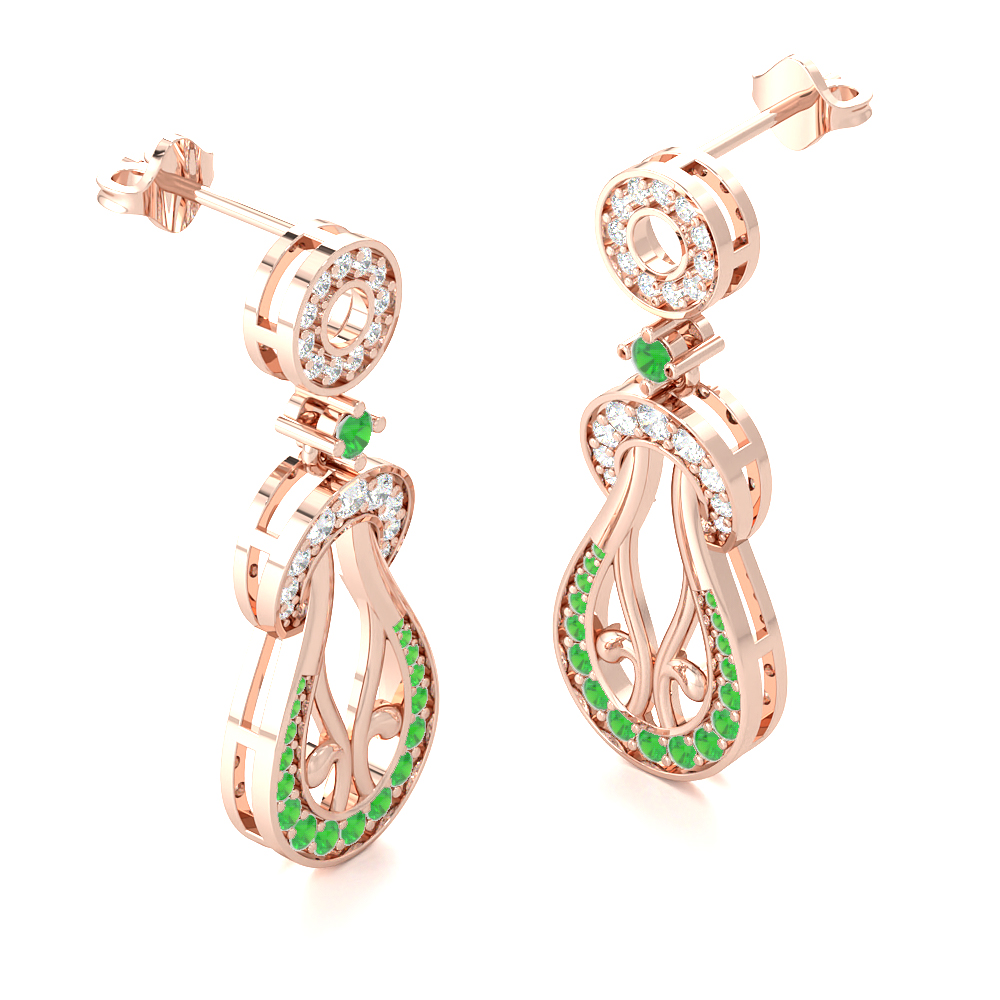 Sepals Green EmeraldGemstone Earrings