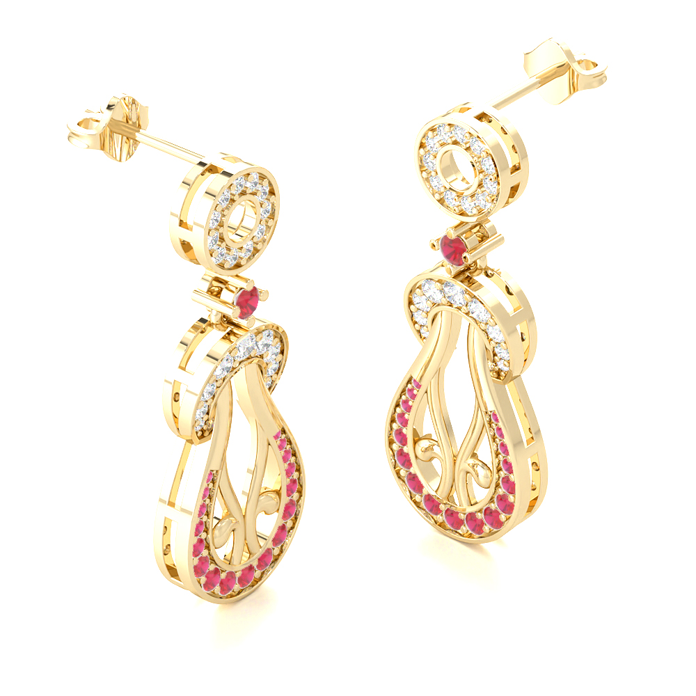 Sepals RubyGemstone Earrings