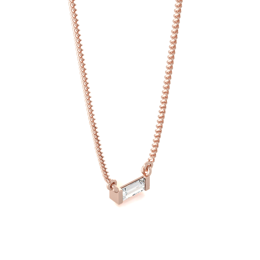 Progro BaguetteSolitaire Diamond Pendants