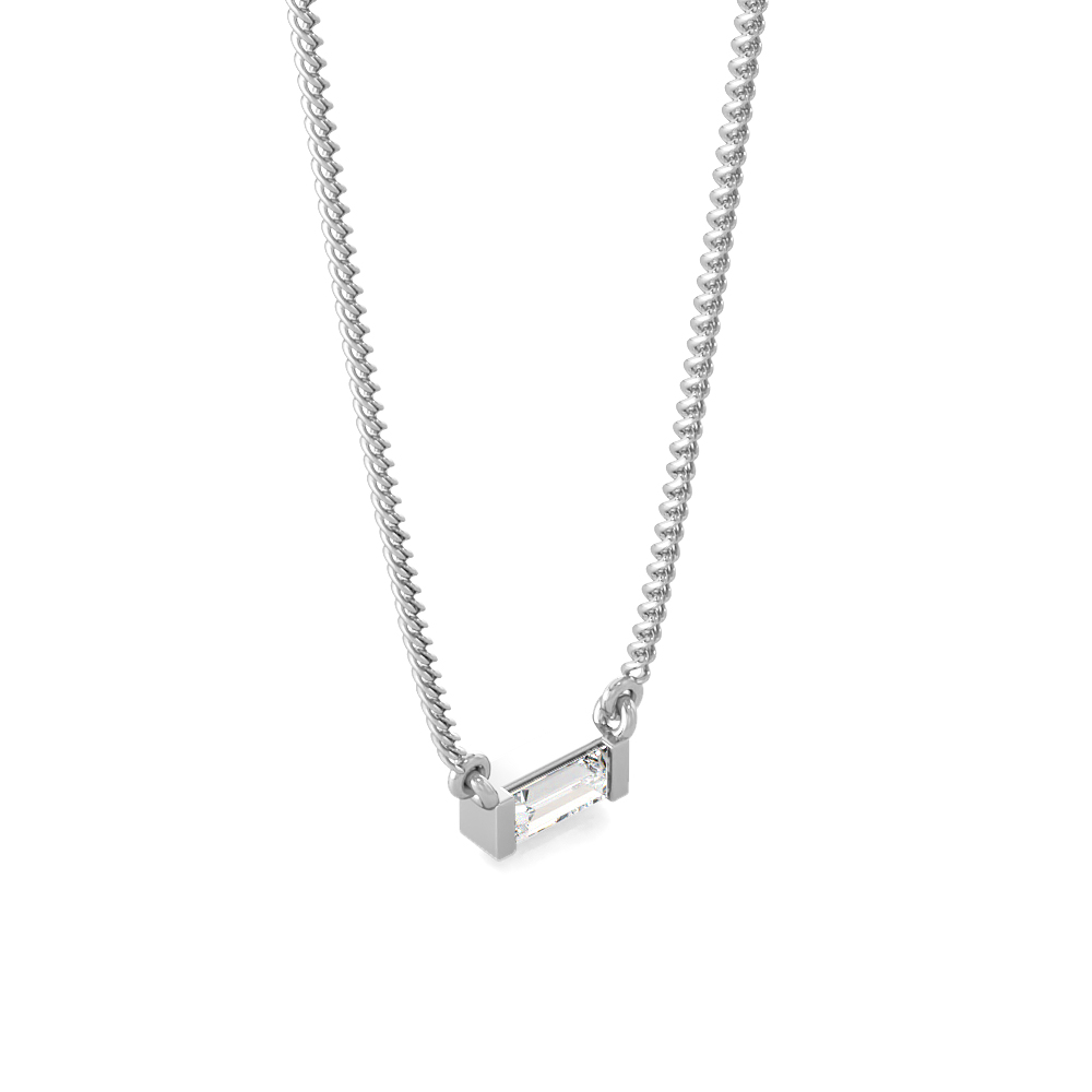 Progro BaguetteSolitaire Diamond Pendants