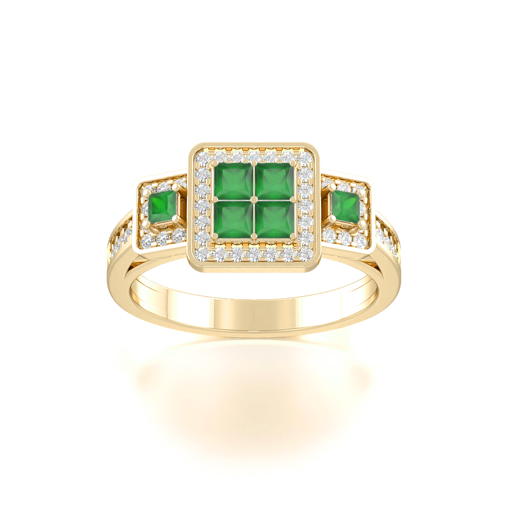 Princess Nebulae EmeraldGemstone Rings