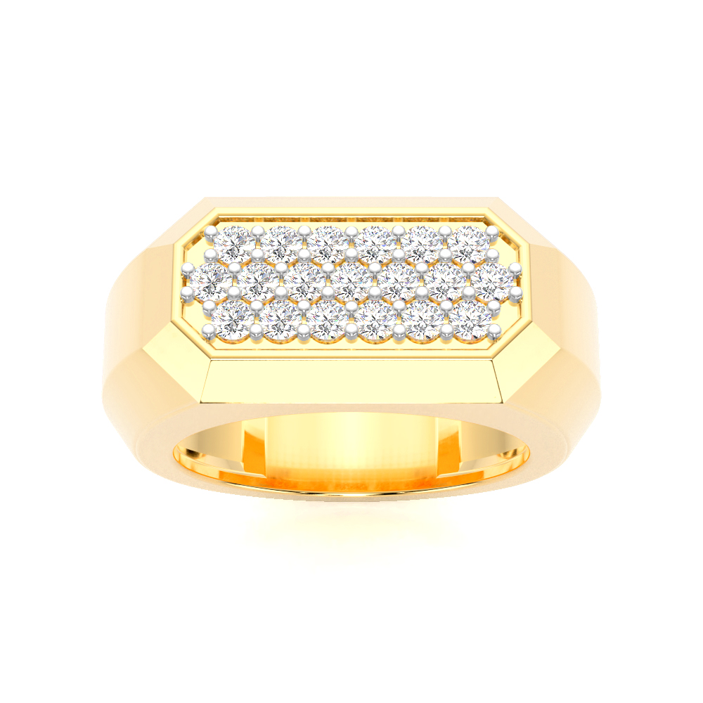 Buy KISNA Real Diamond Jewellery 14KT Yellow Gold SI Diamond Ring for Men |  Cushion S10 at Amazon.in